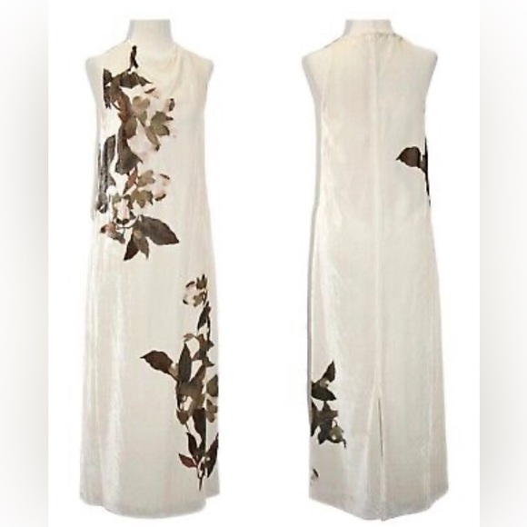 VINCE LISIANTHUS Cowl Neck Sleeveless Midi Velvet  Dress - Ivory Sz0 *RARE* - Picture 2 of 3